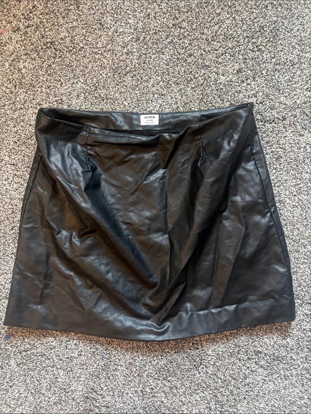 Cotton on faux leather skirt